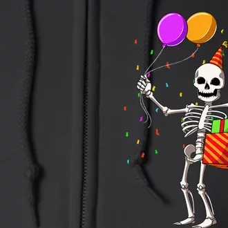 Halloween Birthday Party Outfit Skeleton Birthday Party Full Zip Hoodie