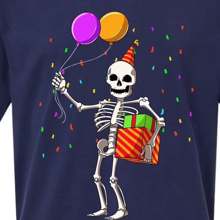 Halloween Birthday Party Outfit Skeleton Birthday Party Sueded Cloud Jersey T-Shirt