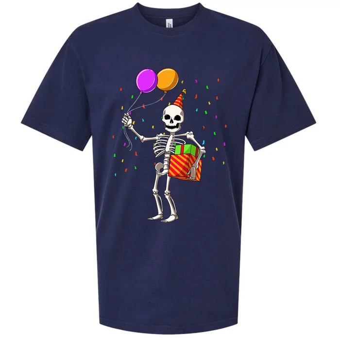 Halloween Birthday Party Outfit Skeleton Birthday Party Sueded Cloud Jersey T-Shirt