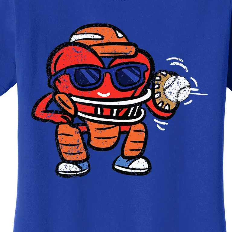 Heart Baseball Player Catcher Valentines Women's T-Shirt