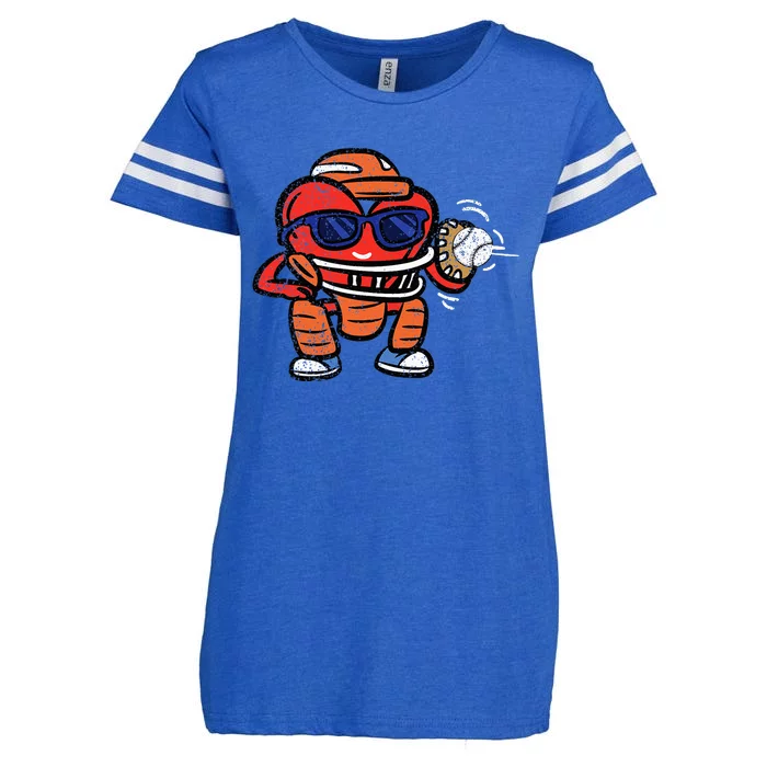 Heart Baseball Player Catcher Valentines Enza Ladies Jersey Football T-Shirt