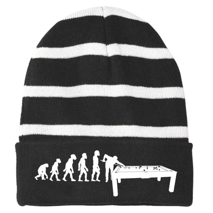 Human Billiards Player Evolution Funny 8 Ball Pool Cue Stick Gift Striped Beanie with Solid Band