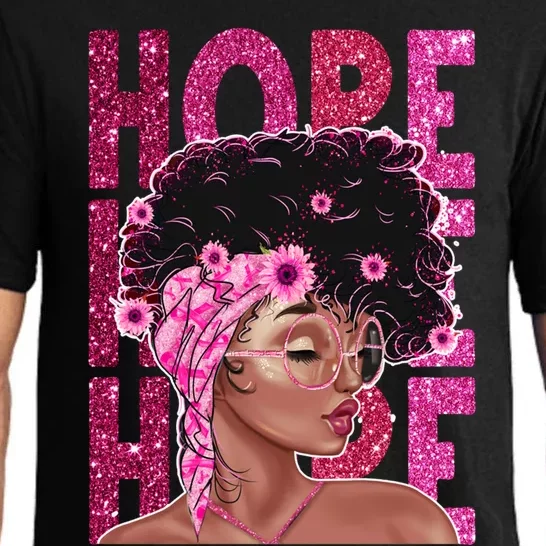 Hope Black Pink Ribbon Sunflower Breast Cancer Warrior Gift Pajama Set