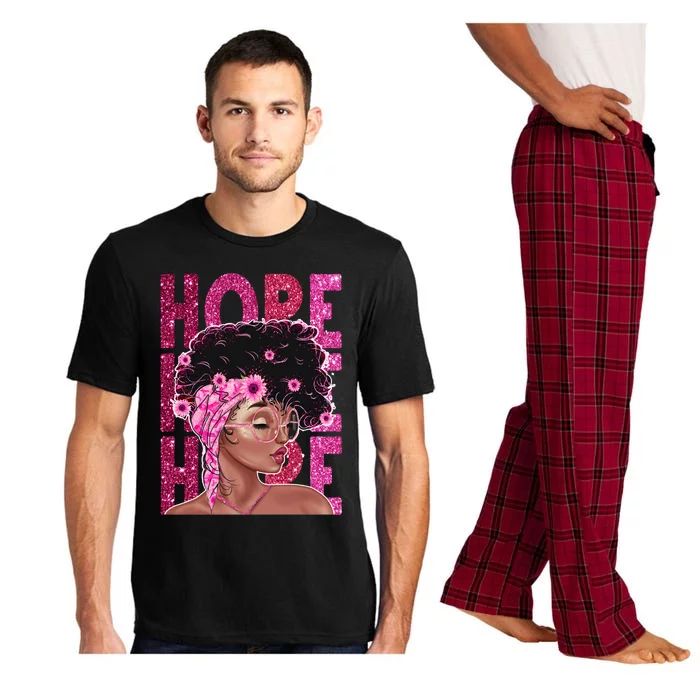 Hope Black Pink Ribbon Sunflower Breast Cancer Warrior Gift Pajama Set