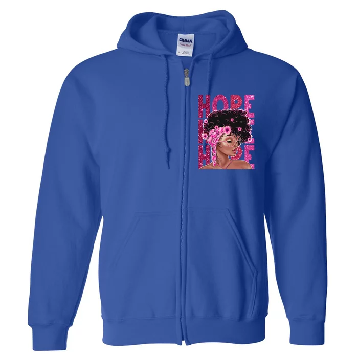 Hope Black Pink Ribbon Sunflower Breast Cancer Warrior Gift Full Zip Hoodie