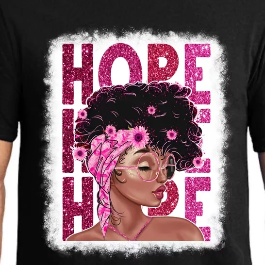 Hope Black Pink Ribbon Sunflower Breast Cancer Warrior Cute Gift Pajama Set