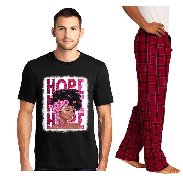 Hope Black Pink Ribbon Sunflower Breast Cancer Warrior Cute Gift Pajama Set