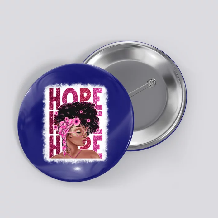 Hope Black Pink Ribbon Sunflower Breast Cancer Warrior Cute Gift Button