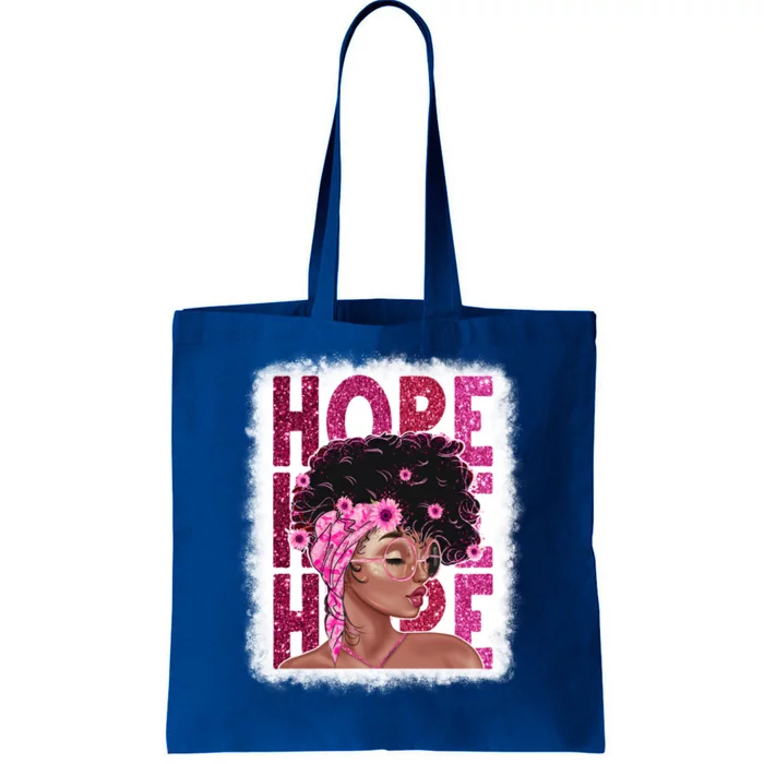 Hope Black Pink Ribbon Sunflower Breast Cancer Warrior Cute Gift Tote Bag