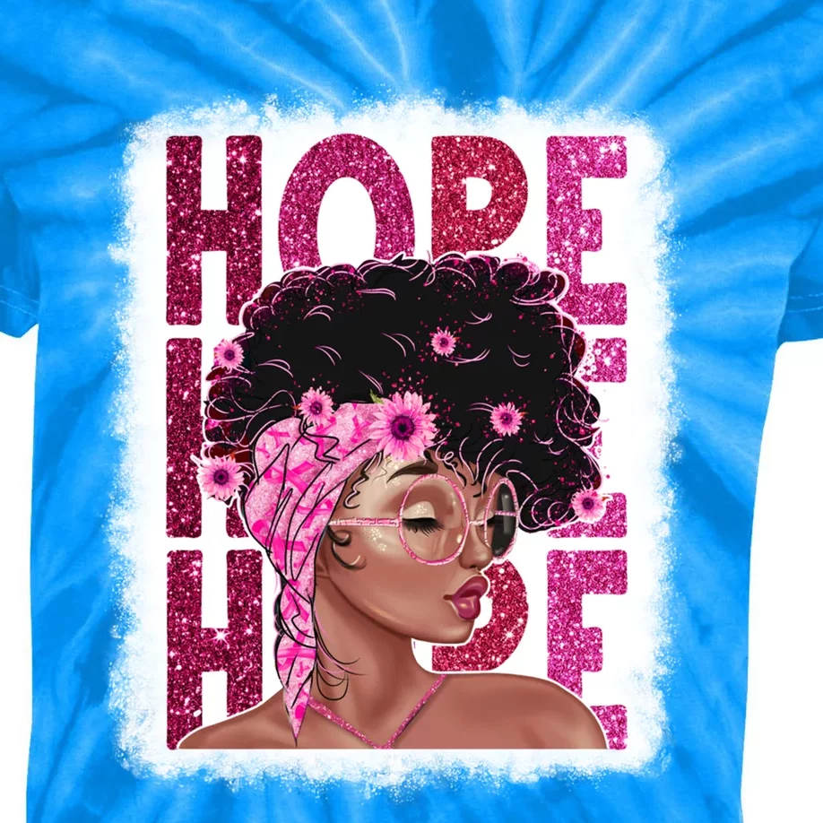 Hope Black Pink Ribbon Sunflower Breast Cancer Warrior Cute Gift Kids Tie-Dye T-Shirt