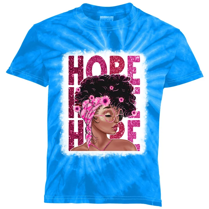 Hope Black Pink Ribbon Sunflower Breast Cancer Warrior Cute Gift Kids Tie-Dye T-Shirt