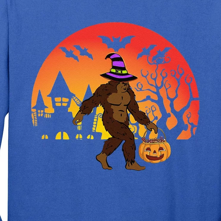 Halloween Bigfoot Pumpkin Candy Basket Tall Long Sleeve T-Shirt