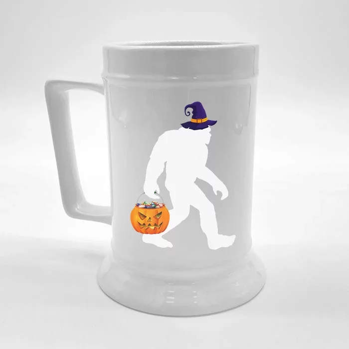 Halloween Bigfoot Pumpkin Pun October 31 Outfit Front & Back Beer Stein