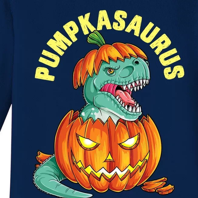 Halloween Boys  Pumpkasaurus Dinosaur Pumpkin Funny T rex Baby Long Sleeve Bodysuit