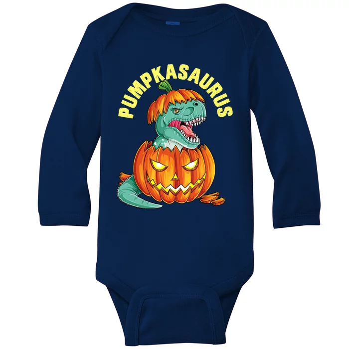 Halloween Boys  Pumpkasaurus Dinosaur Pumpkin Funny T rex Baby Long Sleeve Bodysuit