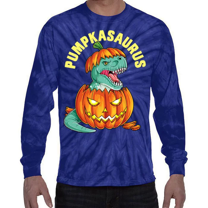 Halloween Boys  Pumpkasaurus Dinosaur Pumpkin Funny T rex Tie-Dye Long Sleeve Shirt