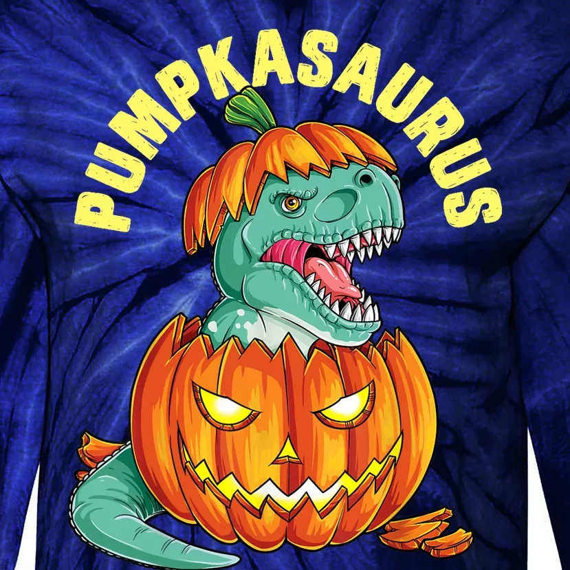 Halloween Boys  Pumpkasaurus Dinosaur Pumpkin Funny T rex Tie-Dye Long Sleeve Shirt