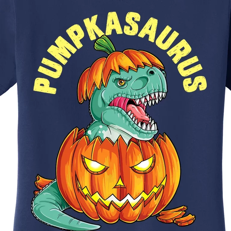 Halloween Boys  Pumpkasaurus Dinosaur Pumpkin Funny T rex Women's T-Shirt