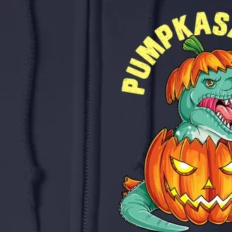 Halloween Boys  Pumpkasaurus Dinosaur Pumpkin Funny T rex Full Zip Hoodie