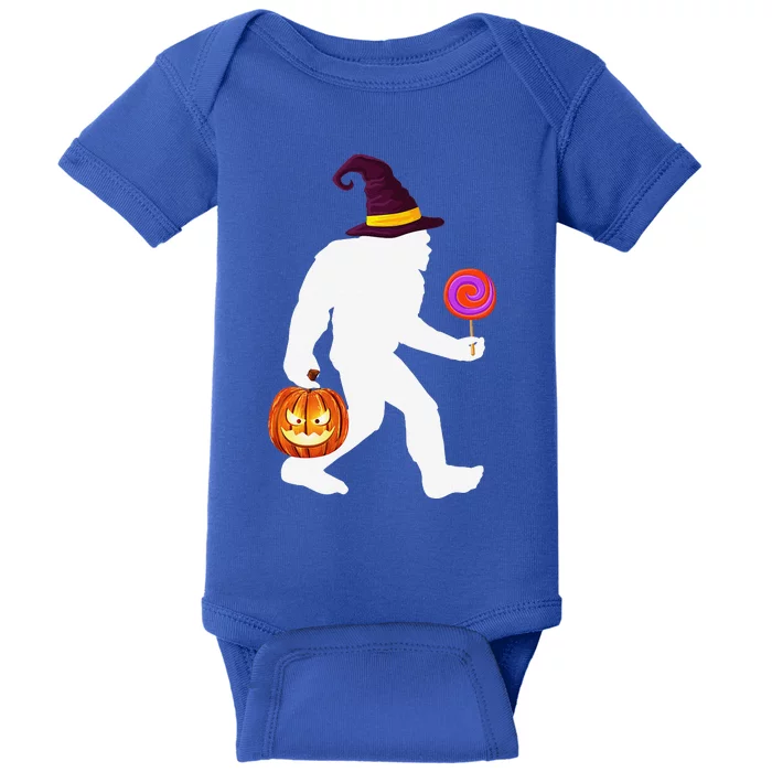 Halloween Bigfoot Pumpkin Sasquatch Witch Hat Gift Baby Bodysuit