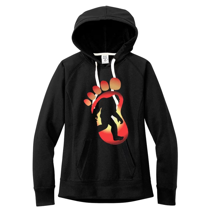 Halloween Bigfoot Pumpkin Silhouette Gift Women's Fleece Hoodie