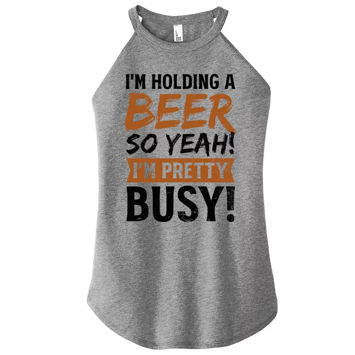 Holding Beer Pretty Busy Design Bbq Beer Freedom Gift Women’s Perfect Tri Rocker Tank