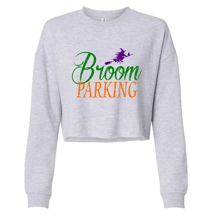 Halloween Broom Parking Gift Cropped Pullover Crew