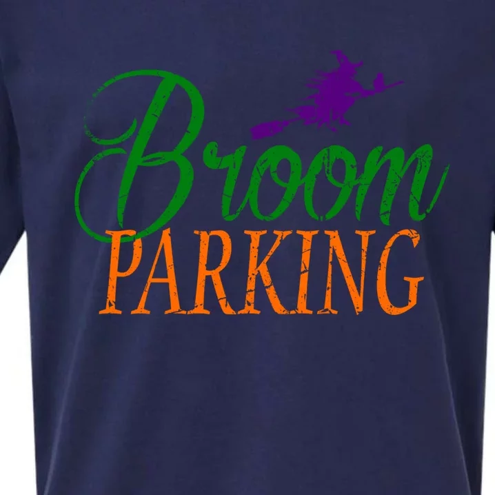 Halloween Broom Parking Gift Sueded Cloud Jersey T-Shirt