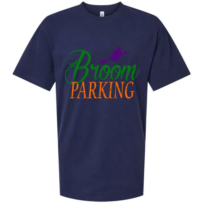 Halloween Broom Parking Gift Sueded Cloud Jersey T-Shirt