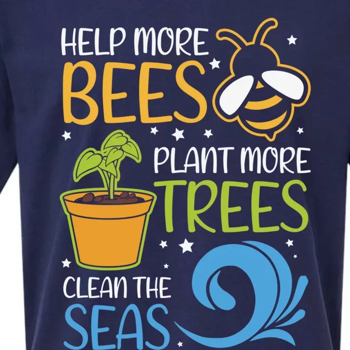 Help Bees Plant Trees Save Our Climate Change Earth Day Gift Sueded Cloud Jersey T-Shirt