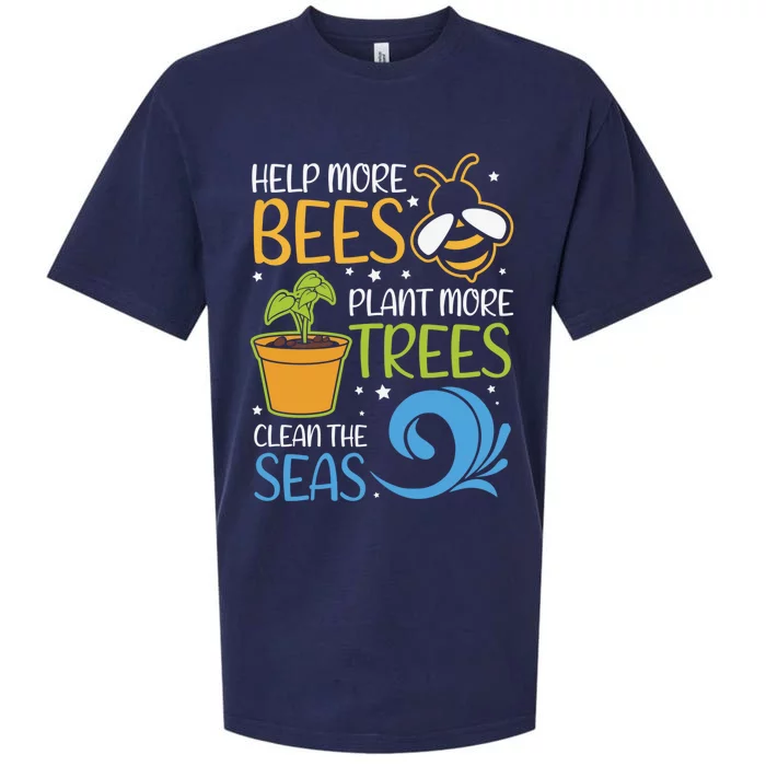 Help Bees Plant Trees Save Our Climate Change Earth Day Gift Sueded Cloud Jersey T-Shirt