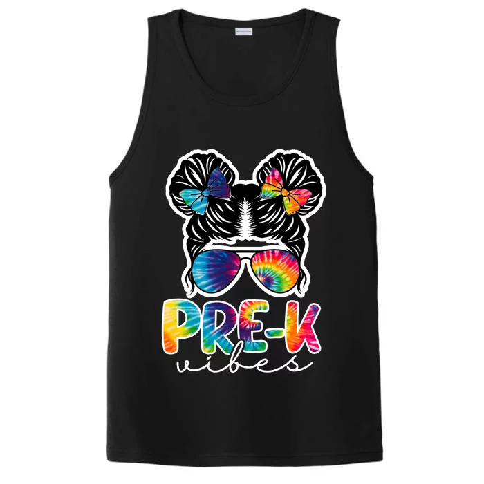 Hair Bun Pre K Vibes Back To School Performance Tank