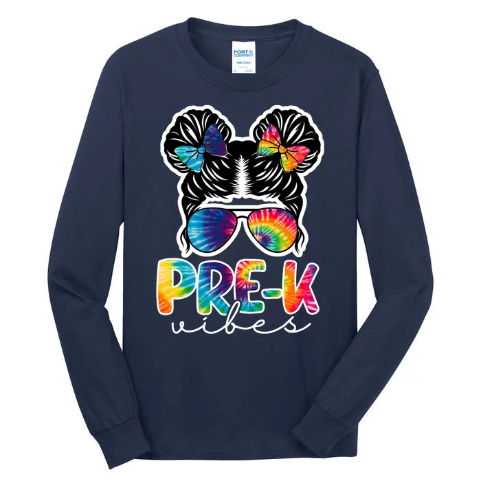 Hair Bun Pre K Vibes Back To School Tall Long Sleeve T-Shirt