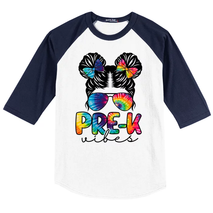 Hair Bun Pre K Vibes Back To School Baseball Sleeve Shirt