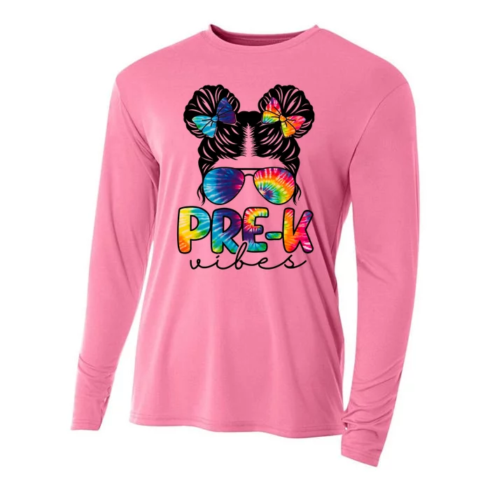 Hair Bun Pre K Vibes Back To School Cooling Performance Long Sleeve Crew