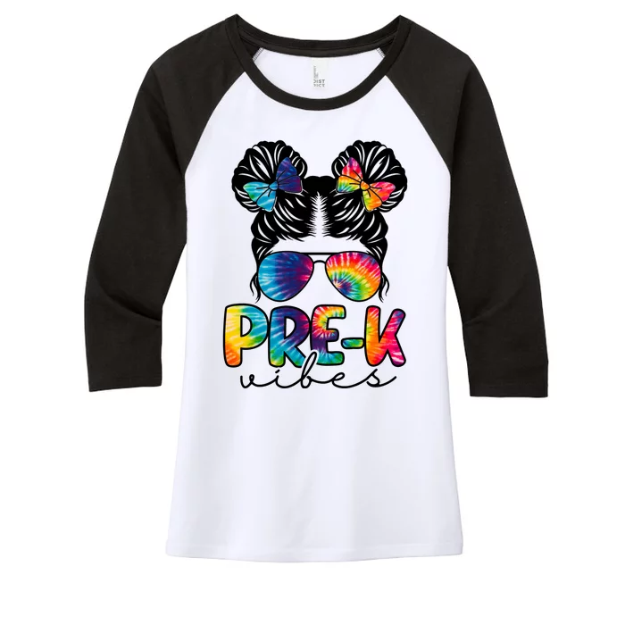 Hair Bun Pre K Vibes Back To School Women's Tri-Blend 3/4-Sleeve Raglan Shirt