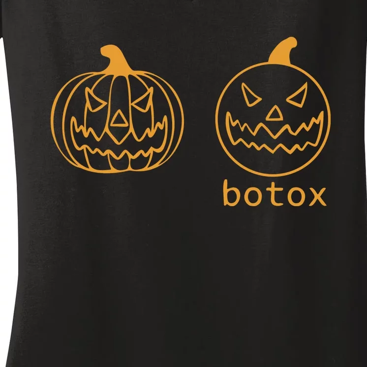 Halloween Botox Pumpkin Funny Women's V-Neck T-Shirt