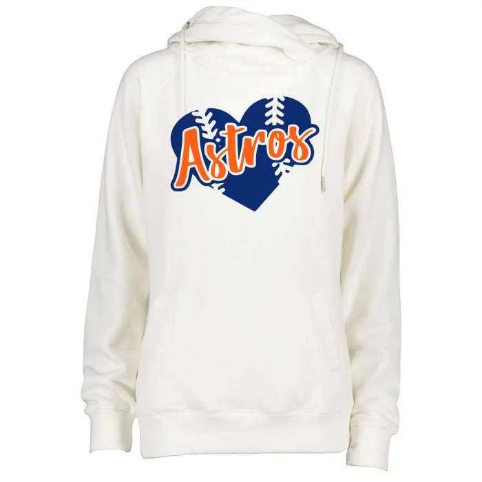 Houston Baseball Retro HOU Retro Heart Womens Funnel Neck Pullover Hood