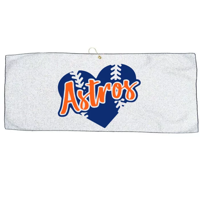 Houston Baseball Retro HOU Retro Heart Large Microfiber Waffle Golf Towel