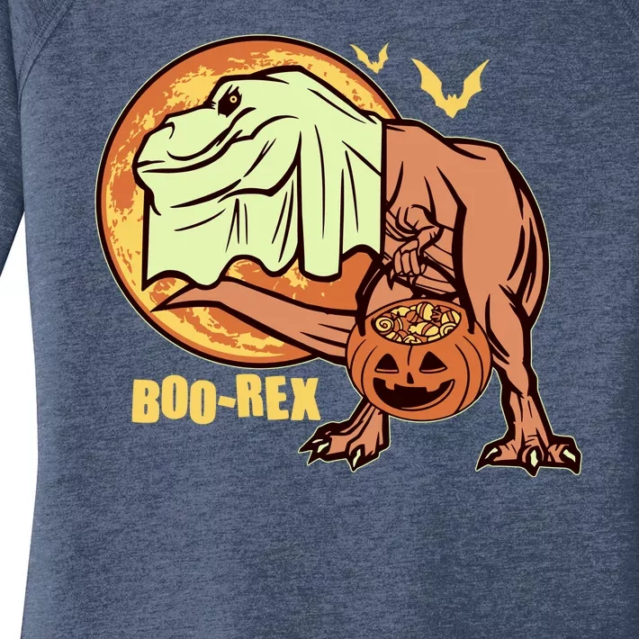 Halloween Boo Rex Trex Dinosaur Ghost Women's Perfect Tri Tunic Long Sleeve Shirt