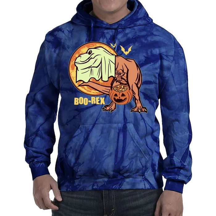 Halloween Boo Rex Trex Dinosaur Ghost Tie Dye Hoodie