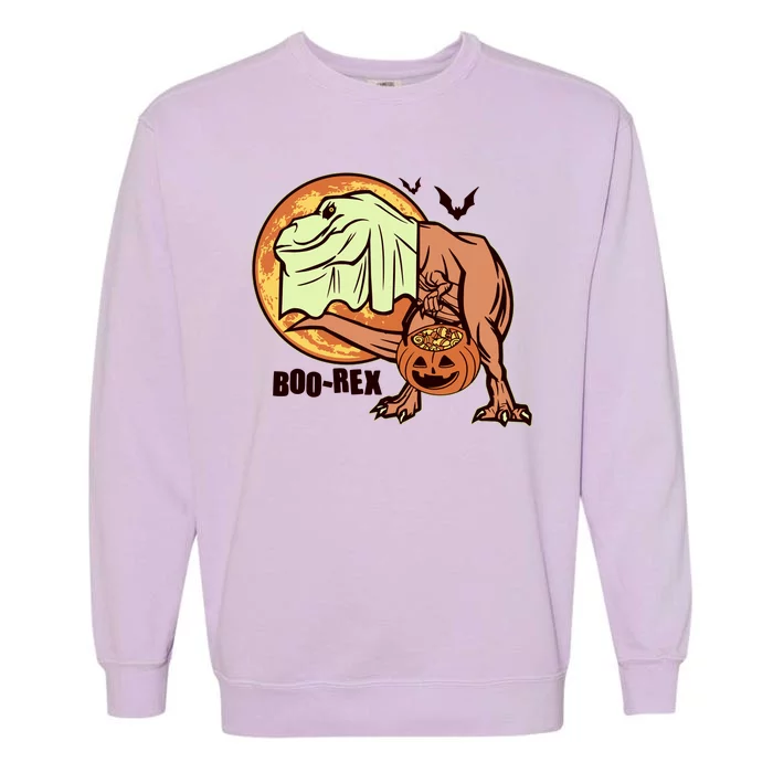 Halloween Boo Rex Trex Dinosaur Ghost Garment-Dyed Sweatshirt