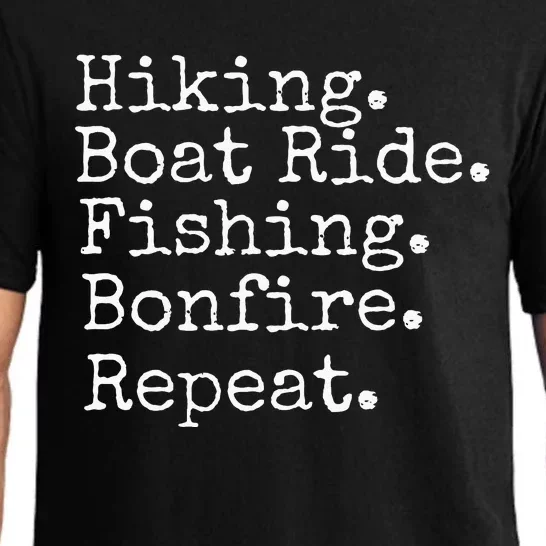 Hiking Boat Ride Fishing Bonfire Repeat Cruise Trip Summer Pajama Set