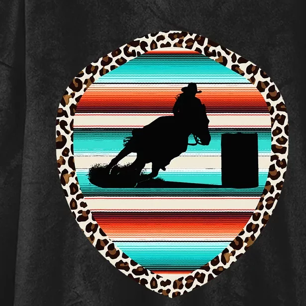 Horse Barrel Racing Serape Leopard Pattern Rodeo Cowgirl Hooded Wearable Blanket