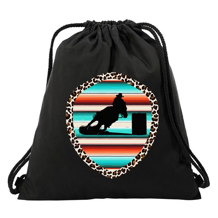 Horse Barrel Racing Serape Leopard Pattern Rodeo Cowgirl Drawstring Bag