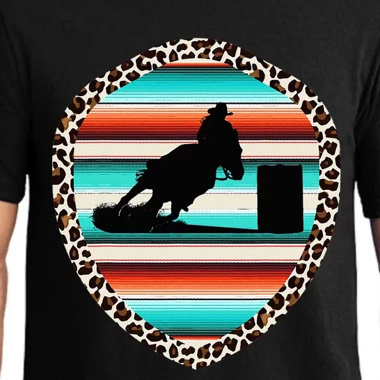 Horse Barrel Racing Serape Leopard Pattern Rodeo Cowgirl Pajama Set