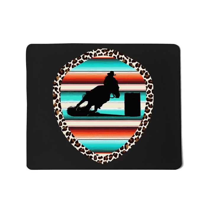 Horse Barrel Racing Serape Leopard Pattern Rodeo Cowgirl Mousepad