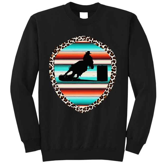 Horse Barrel Racing Serape Leopard Pattern Rodeo Cowgirl Tall Sweatshirt