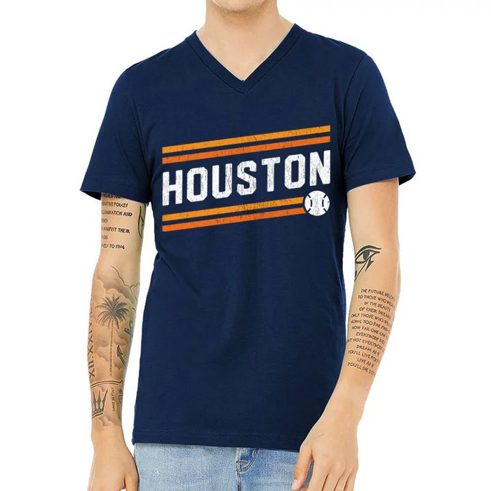 Houston Baseball Retro Vintage V-Neck T-Shirt