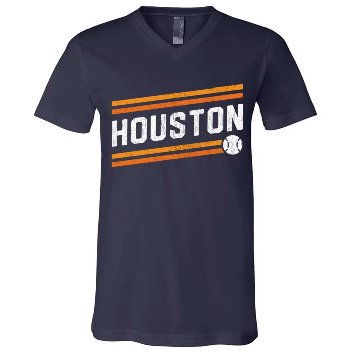 Houston Baseball Retro Vintage V-Neck T-Shirt